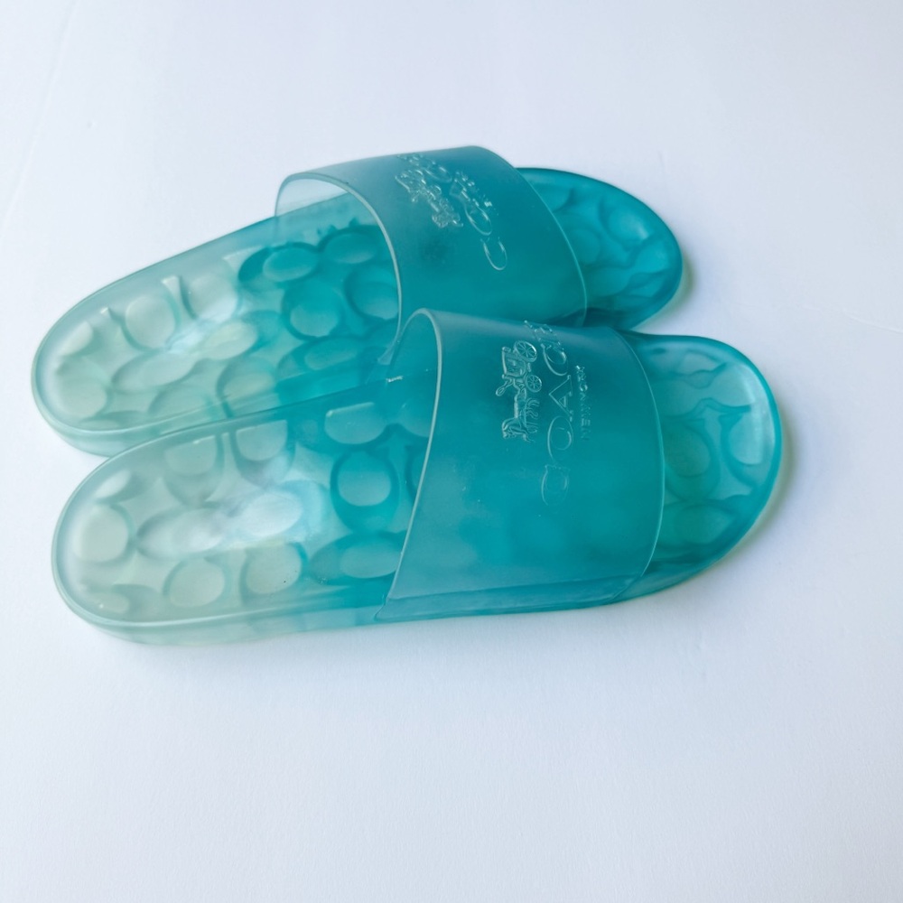 Coach New York Ulyssa Women's Size 8 Jelly Slides Blue #W3750 - Picture 3 of 5